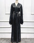 Women's Solid Color Puff Sleeve Maxi Abaya